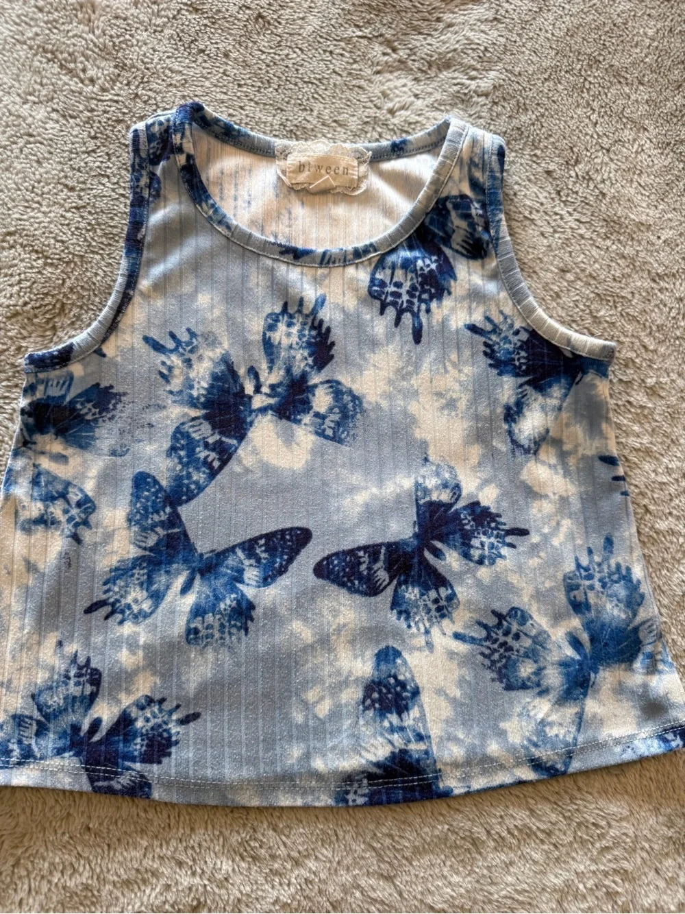 btween Blue and White Butterfly Tank with Navy Leggings Set 4T - Picture 2 of 8